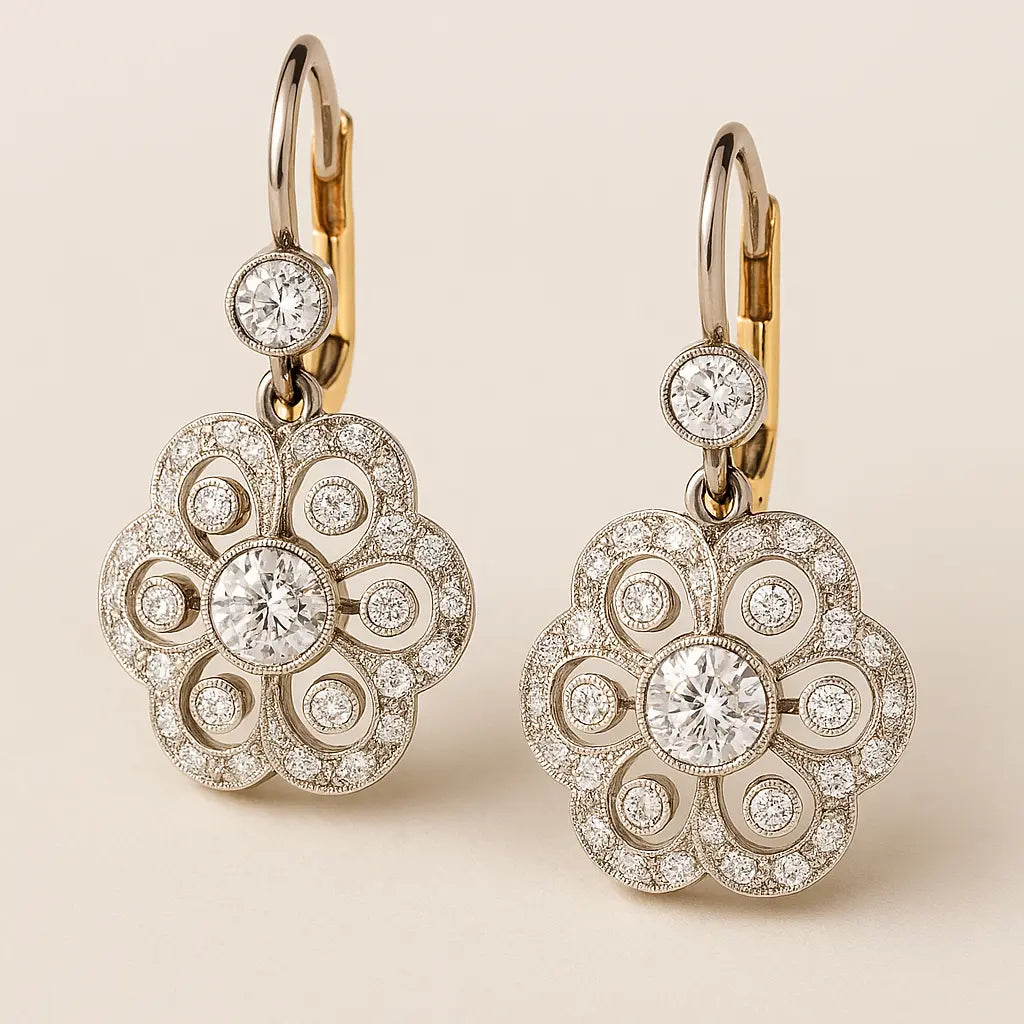 Magdalena - Pendientes vintage con mandala de cristal - Elena Duval