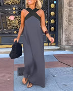 Filipa | Vestido Maxi com Decote Cruzado em Contraste