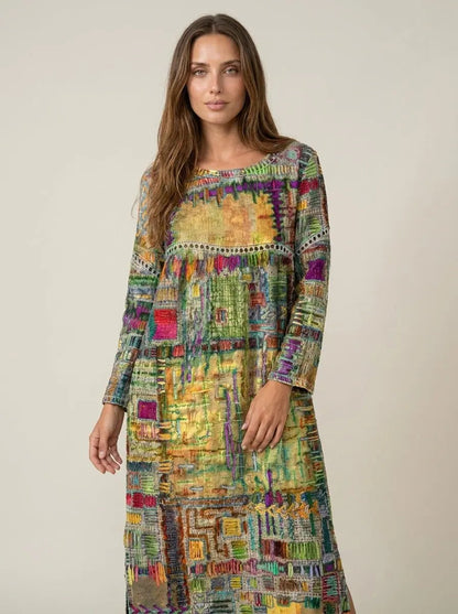 Manuela - Vestido Denim con Patchwork Étnico - Elena Duval