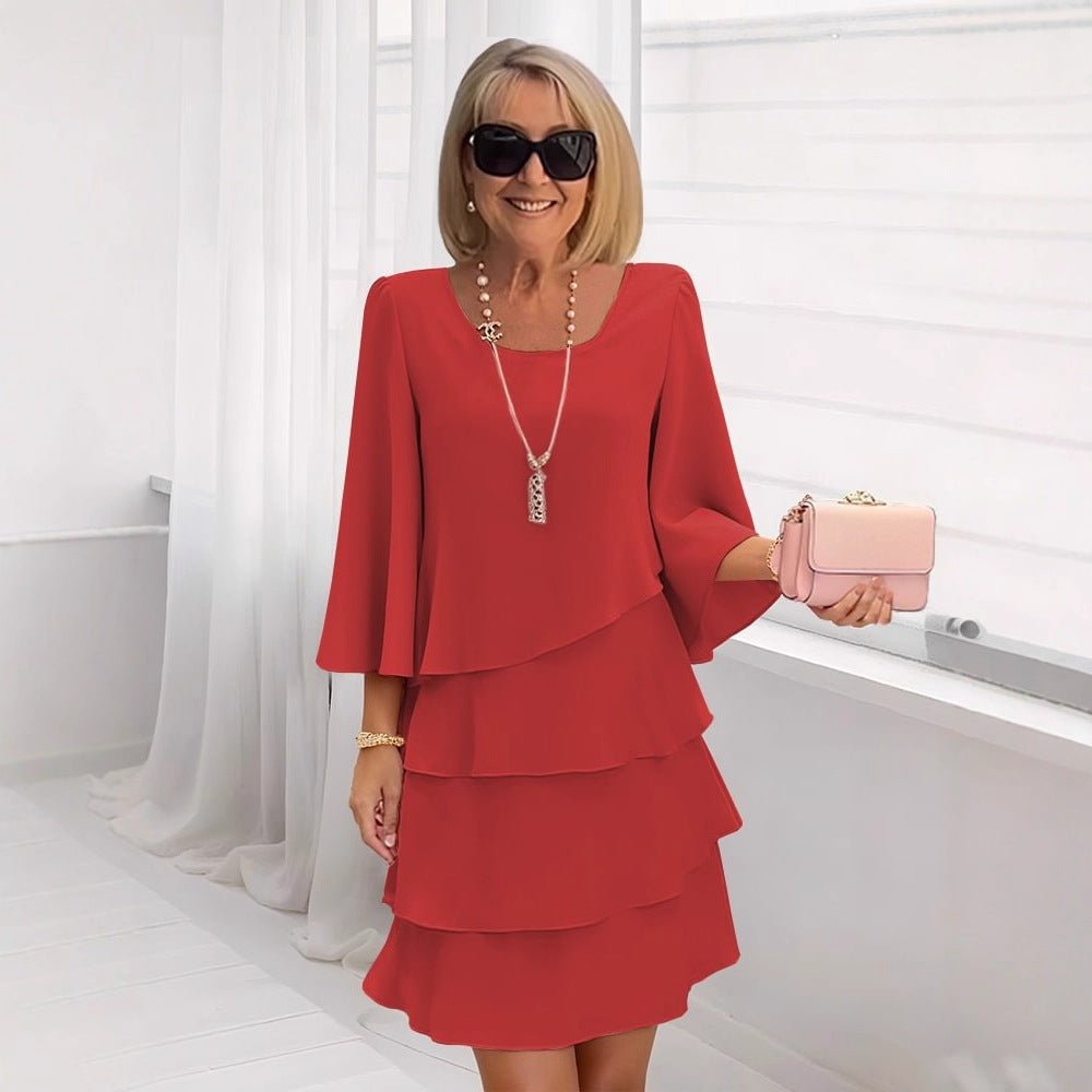 María | Elegante vestido midi con volantes - Elena Duval