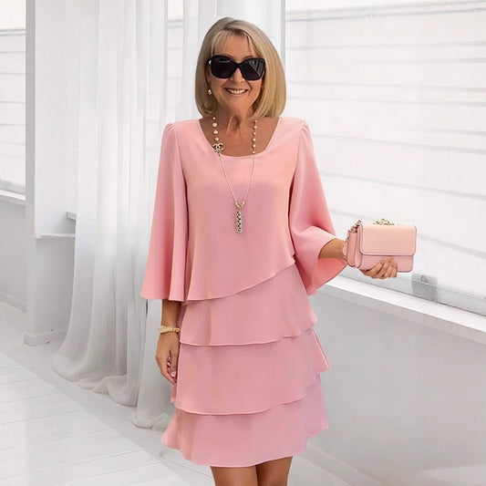 María | Elegante vestido midi con volantes - Elena Duval
