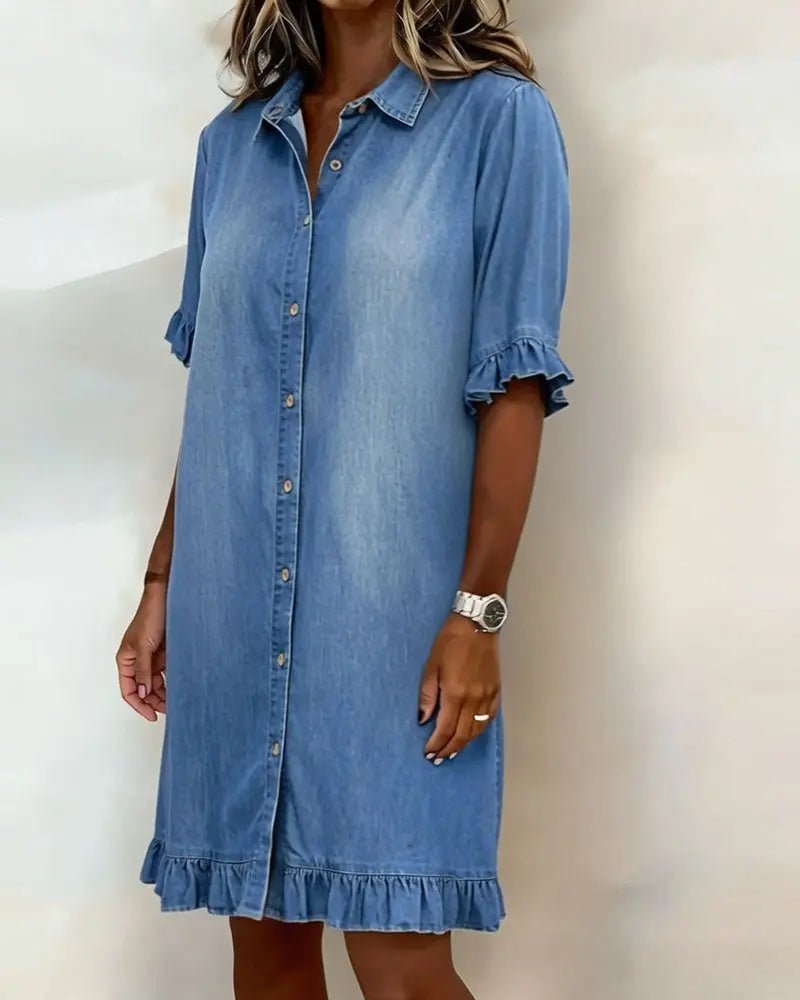 Maria | Vestido Vaquero con Pliegues - Elena Duval
