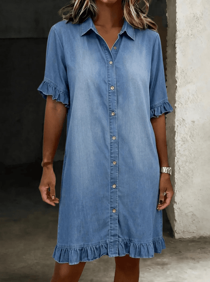 Maria | Vestido Vaquero con Pliegues - Elena Duval