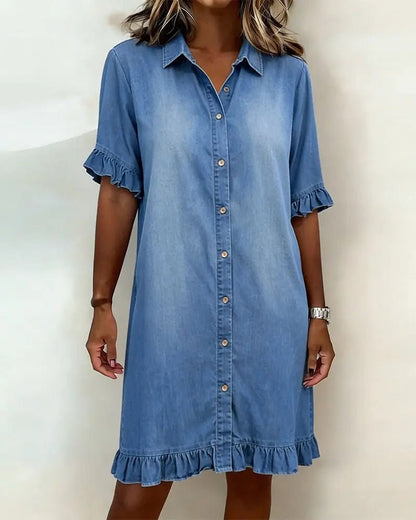 Maria | Vestido Vaquero con Pliegues - Elena Duval