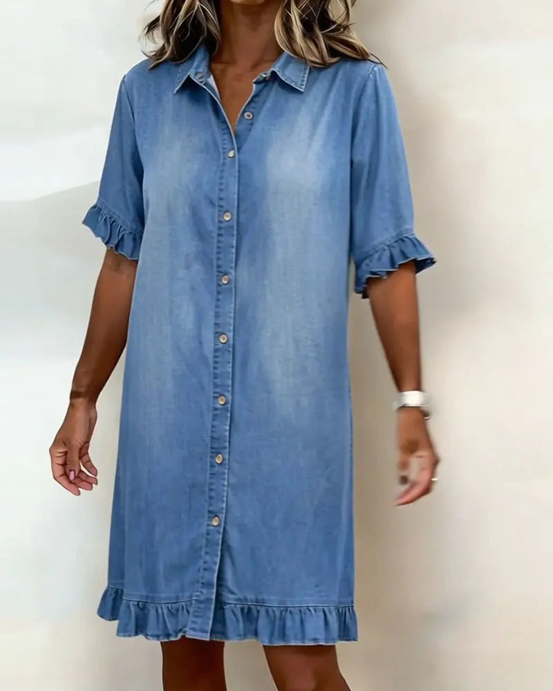 Maria | Vestido Vaquero con Pliegues - Elena Duval