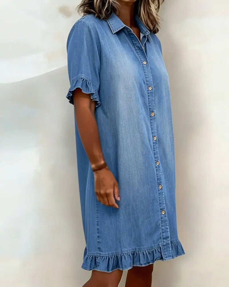 Maria | Vestido Vaquero con Pliegues - Elena Duval