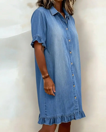 Maria | Vestido Vaquero con Pliegues - Elena Duval