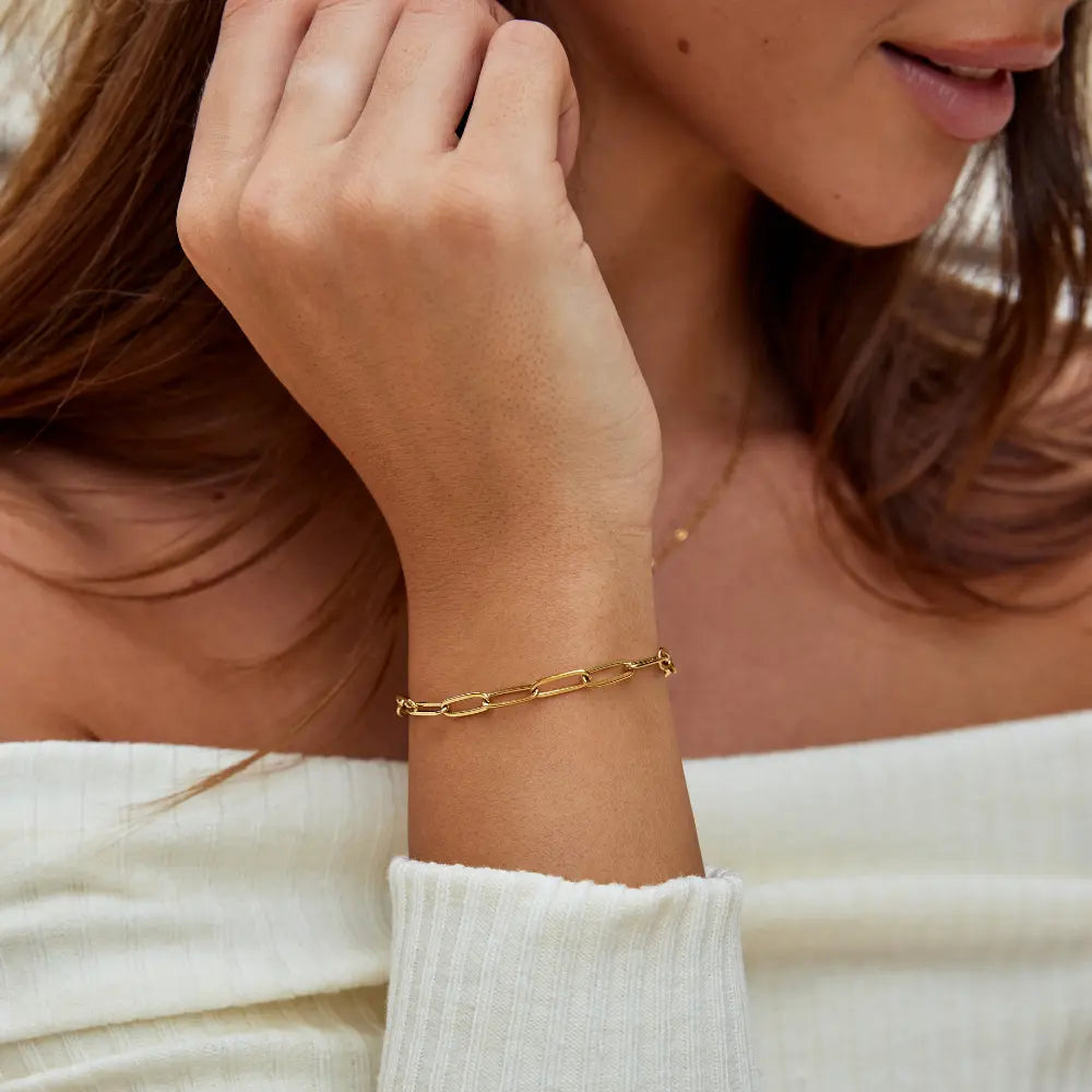 Marina | Pulsera Dorada Eslabón Clip - Elena Duval