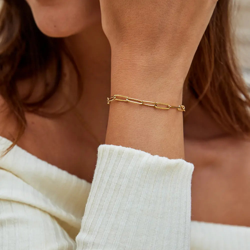 Marina | Pulsera Dorada Eslabón Clip - Elena Duval