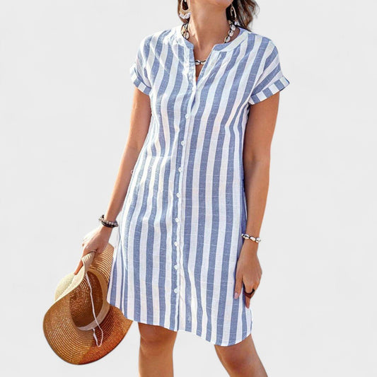 Martina - Vestido Camisero de Rayas Elegante - Elena Duval
