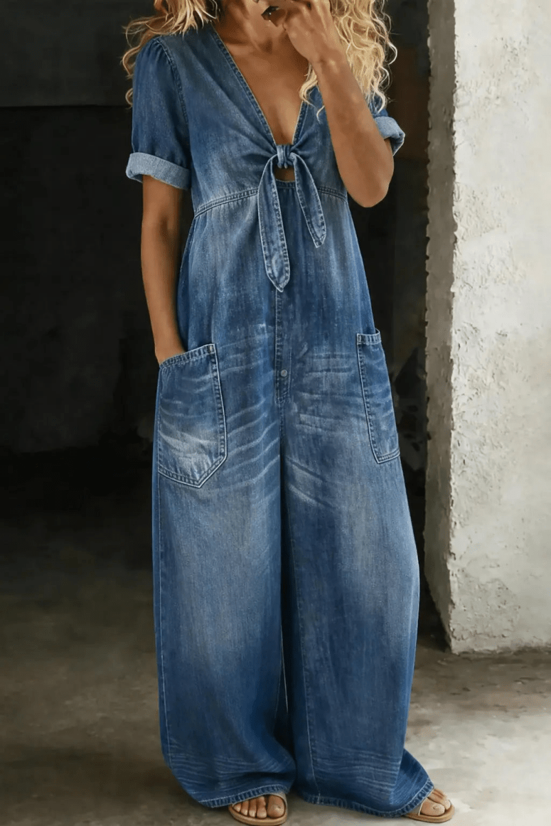 Maya | Jumpsuit Vaquero con Escote en V - Elena Duval