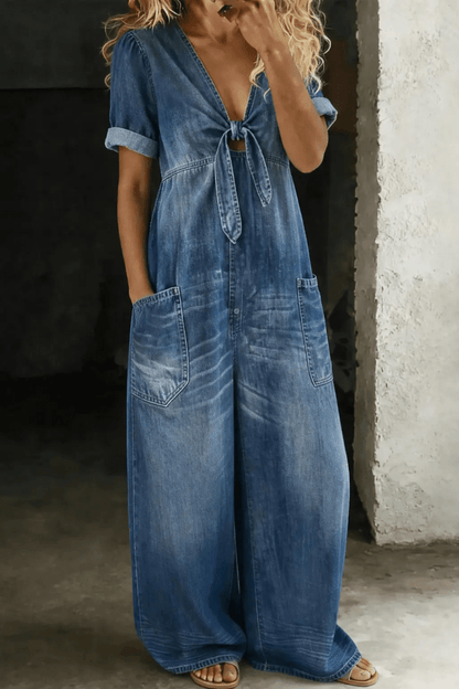 Maya | Jumpsuit Vaquero con Escote en V - Elena Duval