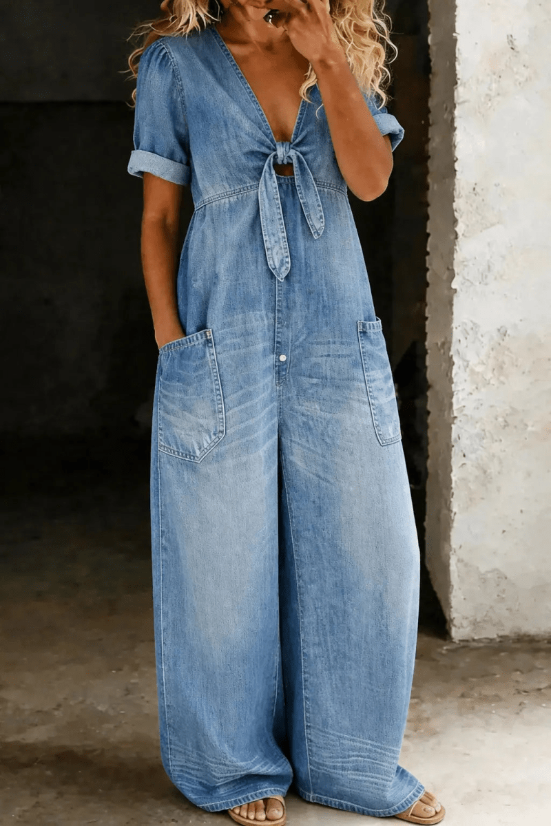 Maya | Jumpsuit Vaquero con Escote en V - Elena Duval