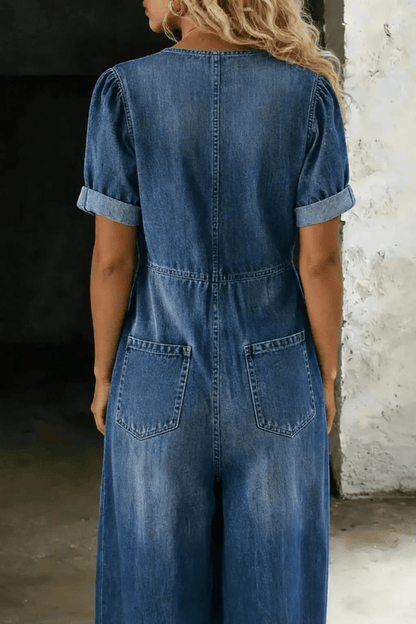 Maya | Jumpsuit Vaquero con Escote en V - Elena Duval