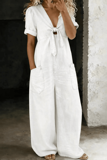Maya | Jumpsuit Vaquero con Escote en V - Elena Duval