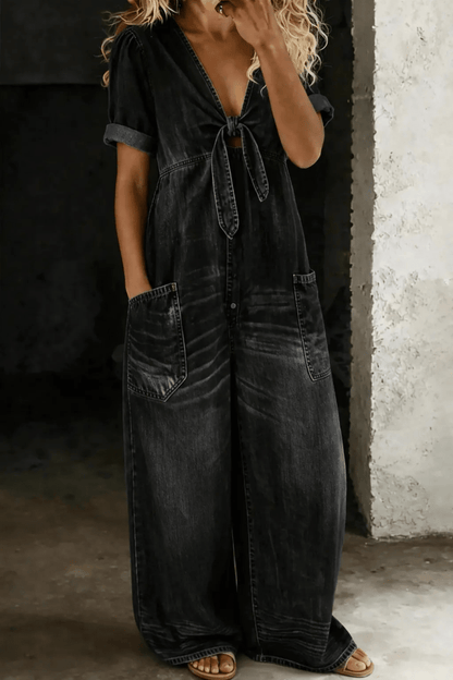 Maya | Jumpsuit Vaquero con Escote en V - Elena Duval