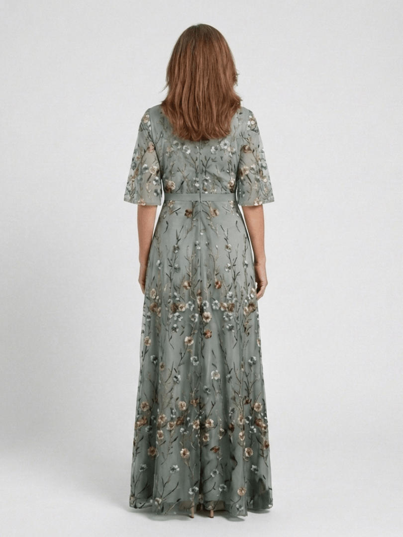 Melodi | Vestido largo de flores con cuello en V - Elena Duval
