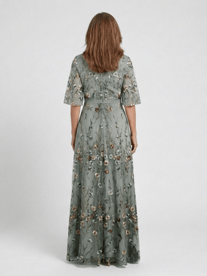 Melodi | Vestido largo de flores con cuello en V - Elena Duval