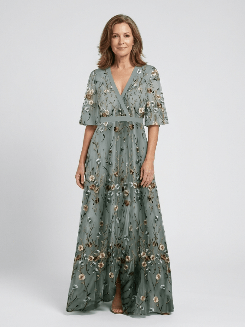 Melodi | Vestido largo de flores con cuello en V - Elena Duval
