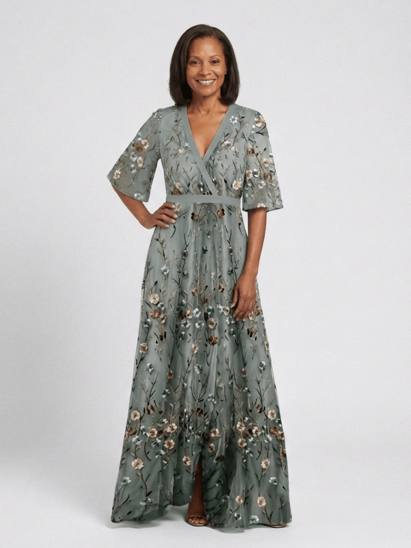 Melodi | Vestido largo de flores con cuello en V - Elena Duval