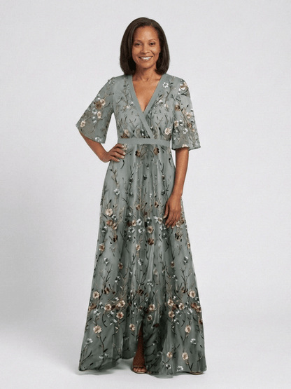 Melodi | Vestido largo de flores con cuello en V - Elena Duval