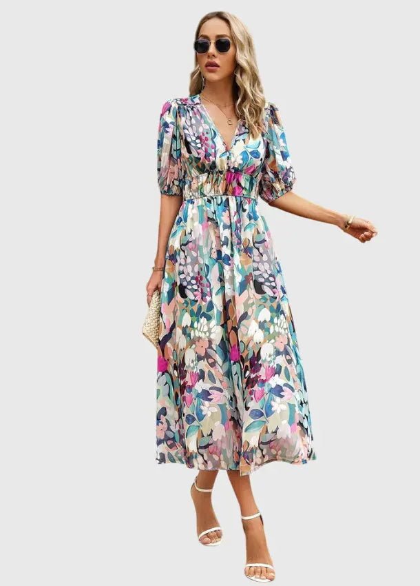 Merlin™ | Vestido Midi Floral Favorecedor - Elena Duval