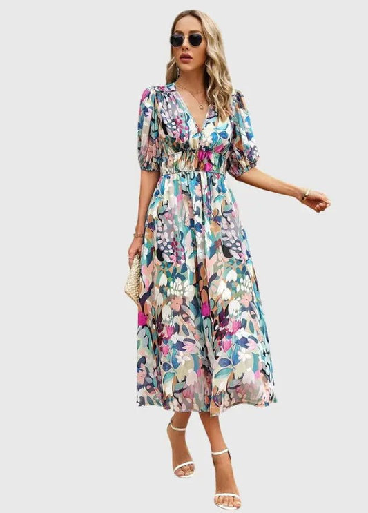 Merlin™ | Vestido Midi Floral Favorecedor - Elena Duval