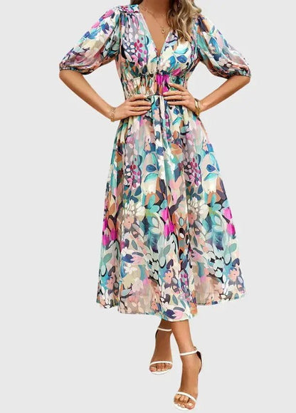 Merlin™ | Vestido Midi Floral Favorecedor - Elena Duval