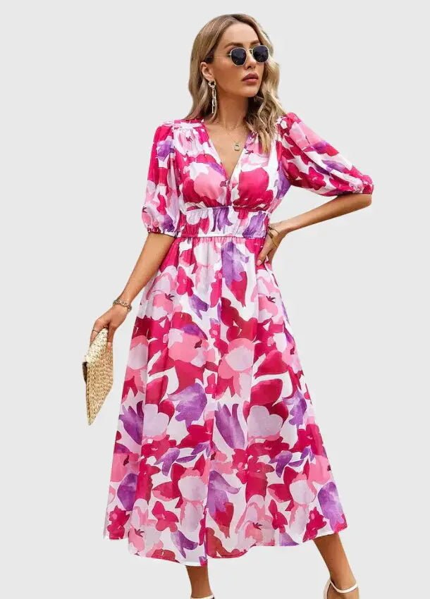 Merlin™ | Vestido Midi Floral Favorecedor - Elena Duval