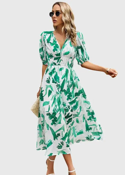Merlin™ | Vestido Midi Floral Favorecedor - Elena Duval