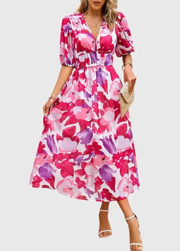 Merlin™ | Vestido Midi Floral Favorecedor - Elena Duval