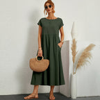 Inês | Vestido Midi de Algodón con Bolsillos