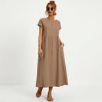 Inês | Vestido Midi de Algodón con Bolsillos