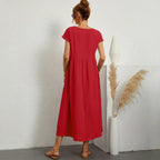 Inês | Vestido Midi de Algodón con Bolsillos