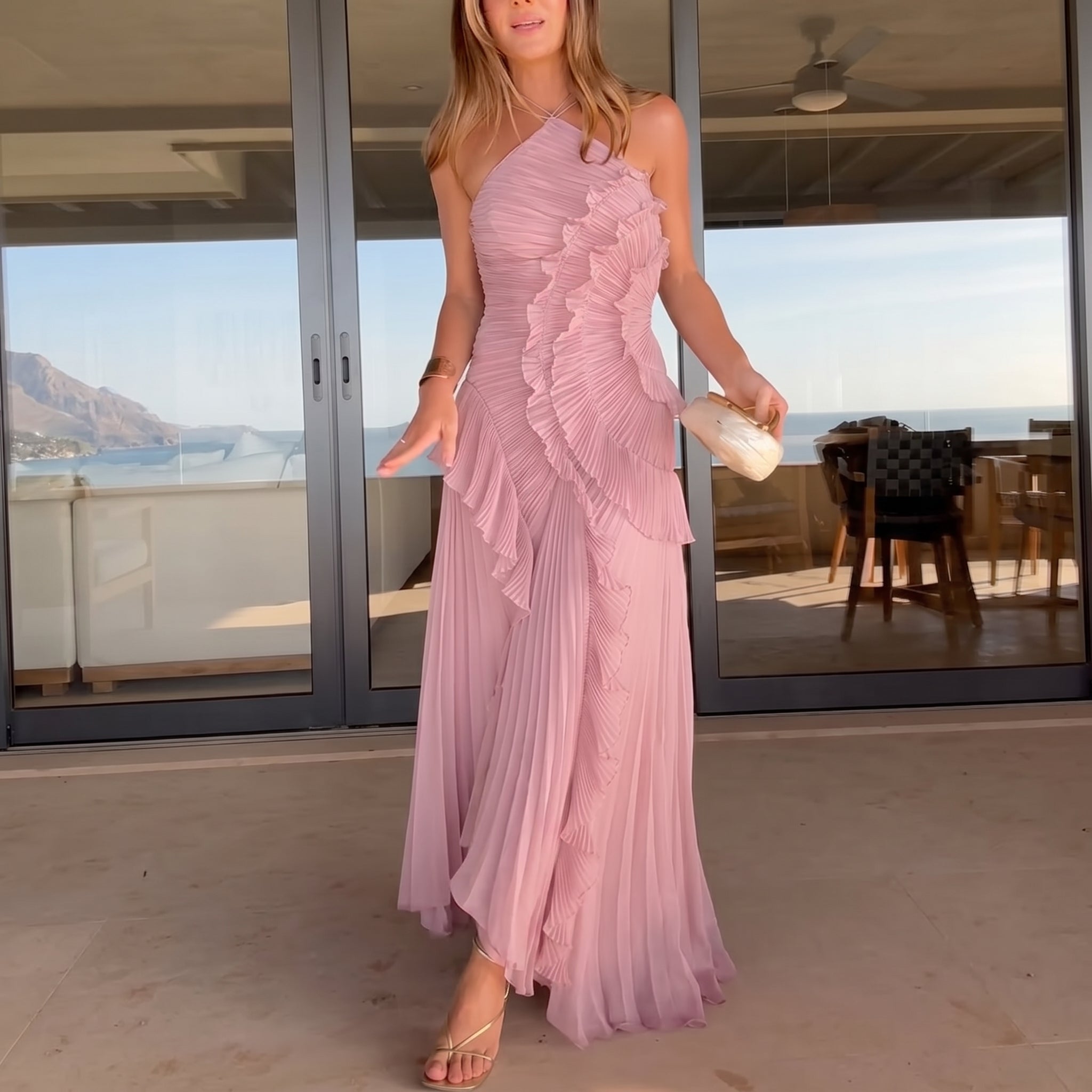 Leonor | Vestido Plisado con Volantes Elegante