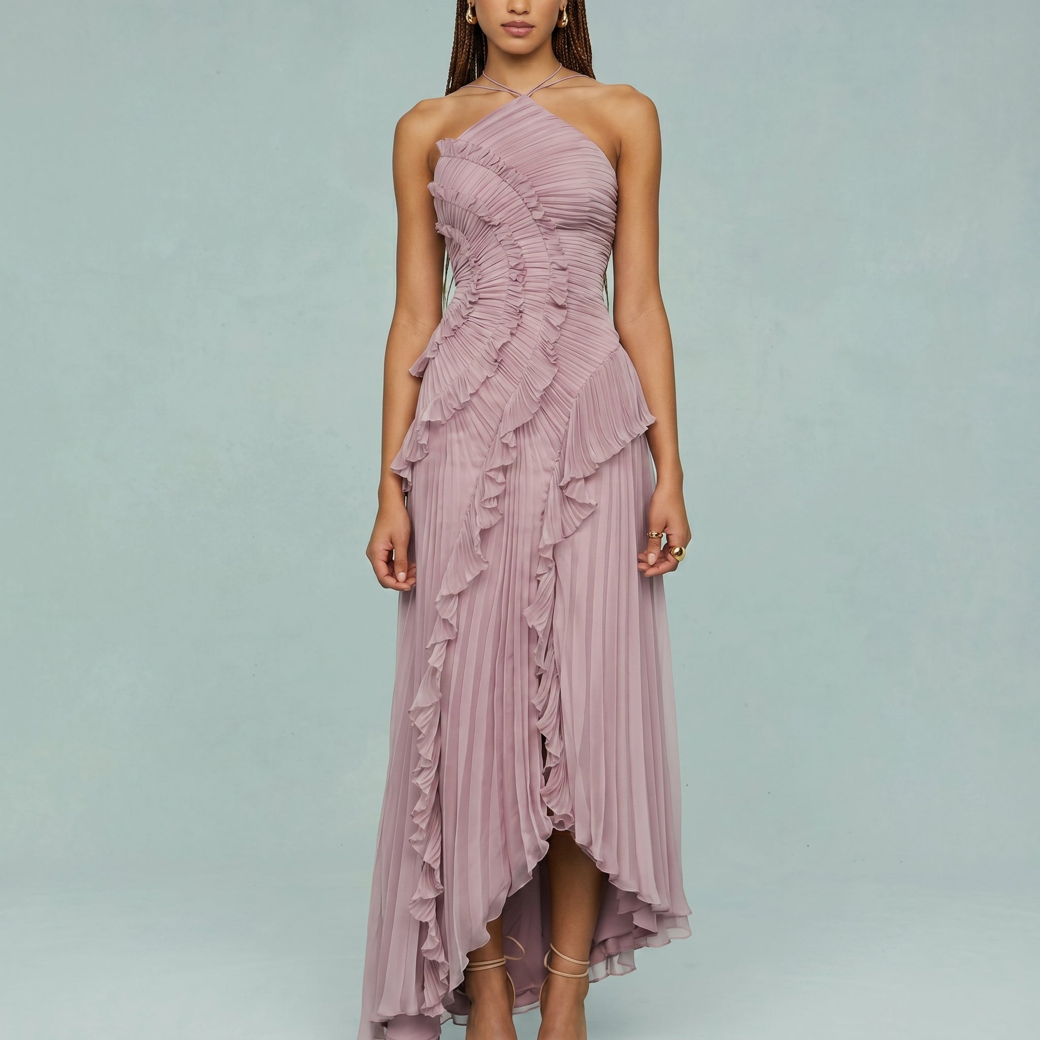 Leonor | Vestido Plisado con Volantes Elegante