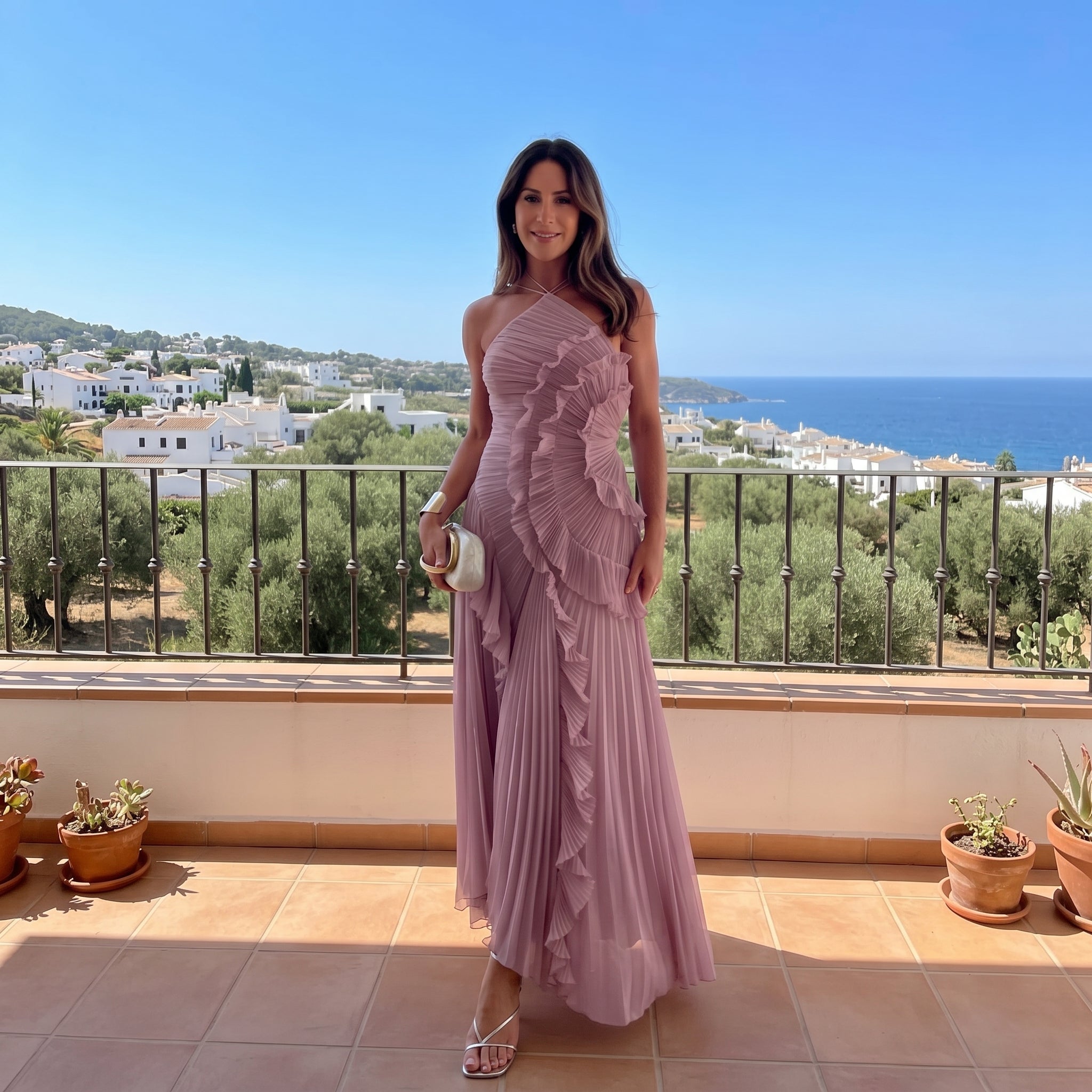 Leonor | Vestido Plisado con Volantes Elegante