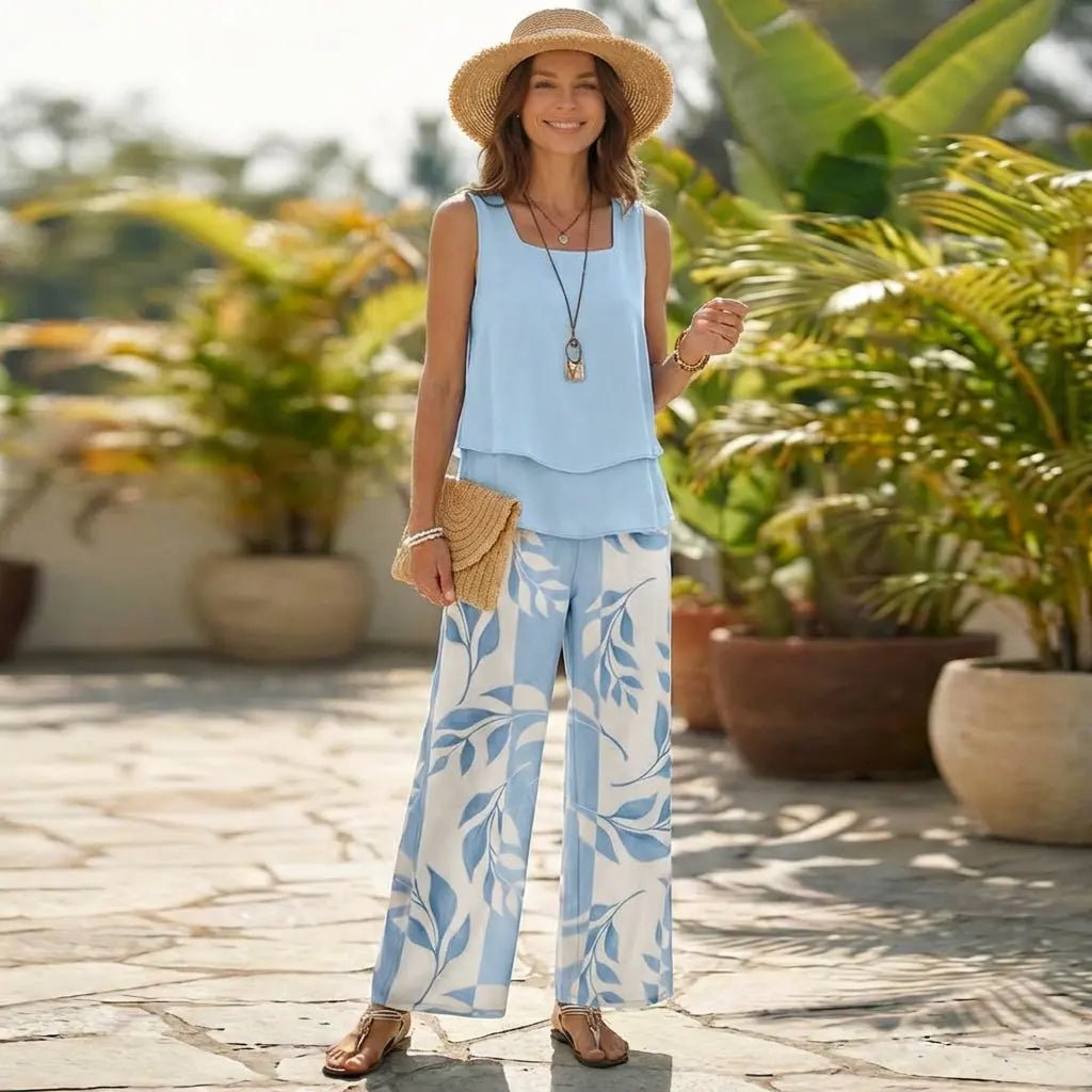 Miriam | Conjunto Azul Estampado - Elena Duval