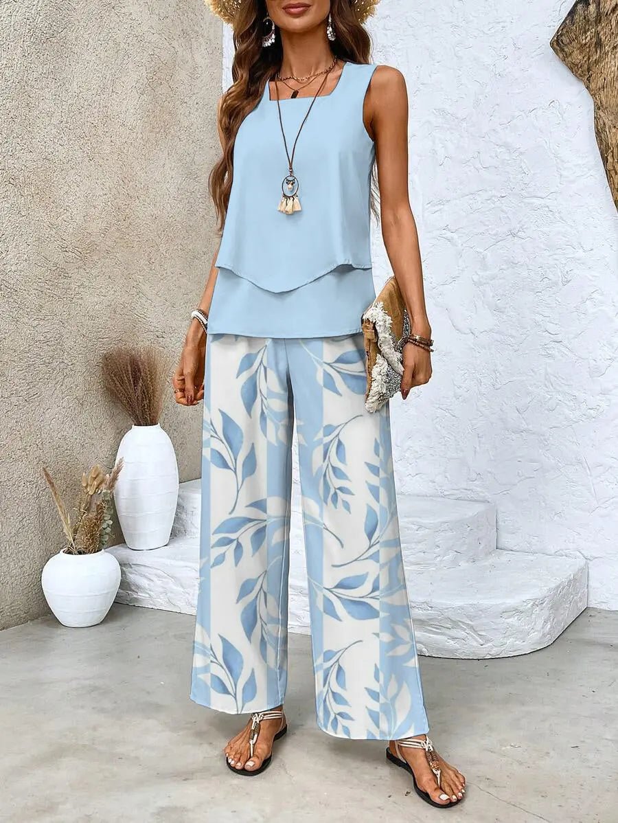 Miriam | Conjunto Azul Estampado - Elena Duval