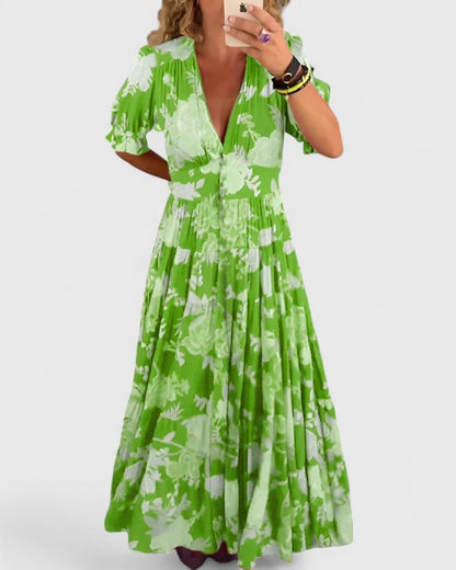 Miriam | Vestido floral con cuello en V - Elena Duval