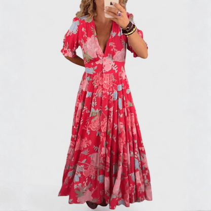 Miriam | Vestido floral con cuello en V - Elena Duval