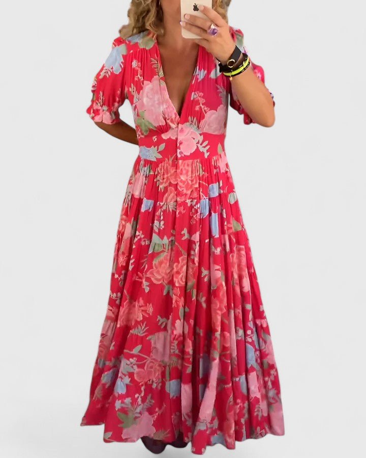 Miriam | Vestido floral con cuello en V - Elena Duval