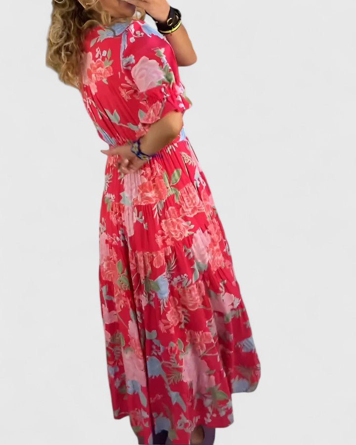 Miriam | Vestido floral con cuello en V - Elena Duval