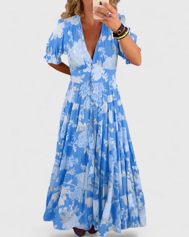 Miriam | Vestido floral con cuello en V - Elena Duval