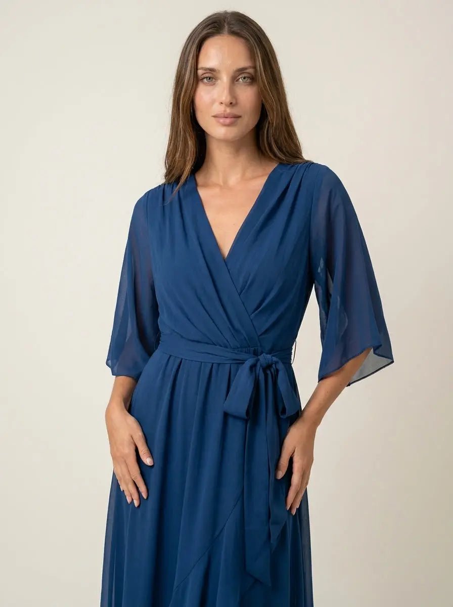 Mónica - Vestido de Chiffon con Escote en V - Elena Duval