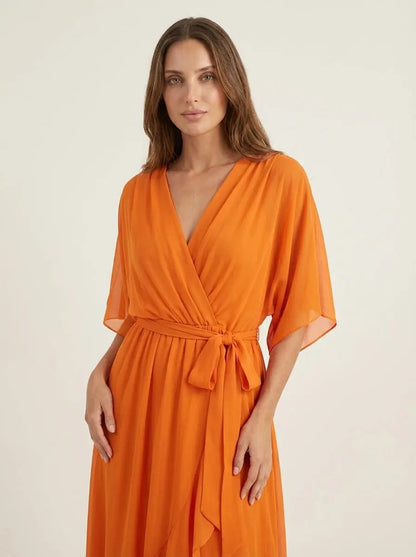 Mónica - Vestido de Chiffon con Escote en V - Elena Duval