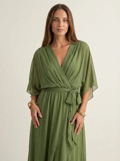 Mónica - Vestido de Chiffon con Escote en V - Elena Duval