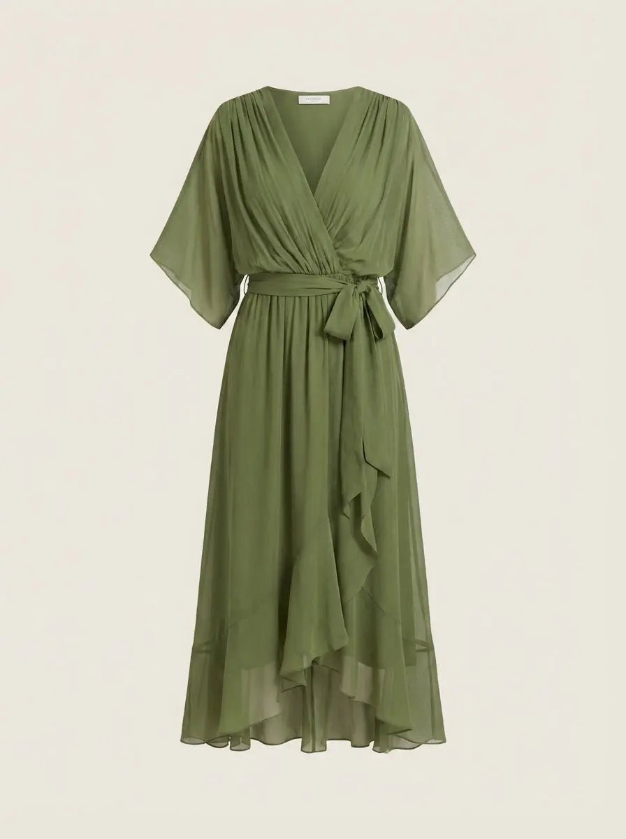 Mónica - Vestido de Chiffon con Escote en V - Elena Duval