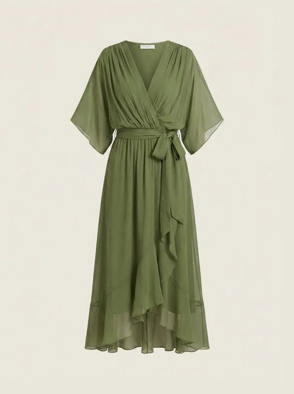 Mónica - Vestido de Chiffon con Escote en V - Elena Duval