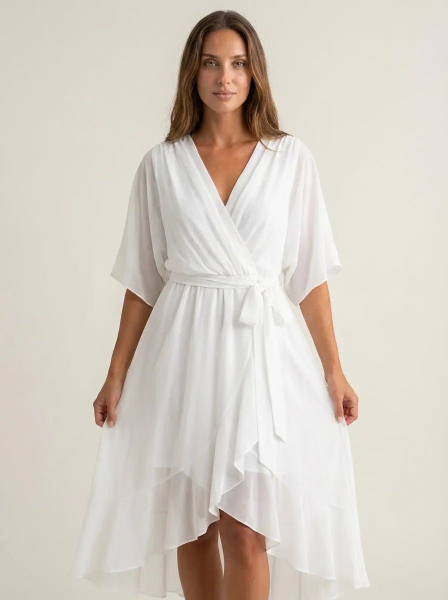 Mónica - Vestido de Chiffon con Escote en V - Elena Duval
